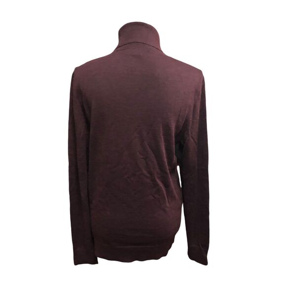 Express Merino Wool Blend Turtleneck Ribbed Knit Sweater, Deep Burgundy SZ M - Picture 5 of 8